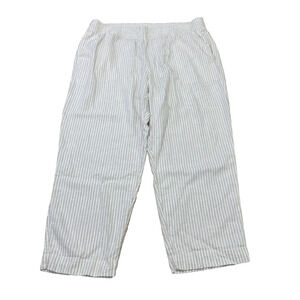 Old Navy Linen Blend High Rise Straight Pull On Ankle Pants XL Striped Beachy